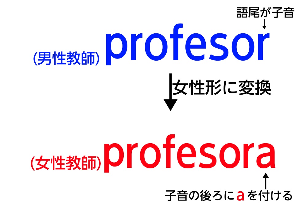 「子音にaを付けて女性変換」の図